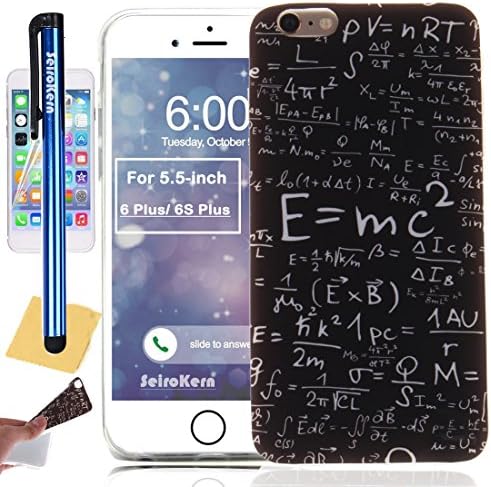 SeiroKern [Slim Fit](5.5-inch) iPhone 6Plus Case,[ iPhone 6S Plus ] Skin, [6 Plus] Case, [Flexible Gel] Soft Rubber TPU Case Cover + Film &amp; Stylus For iPhone 6 Plus / 6S Plus (5.5") (Physics Formula)