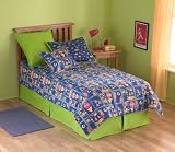 3 pc Twin Size Bedding Bed in a Bag Comforter Set - Southern Textiles Construction Zone Cozy Kids Ensemble