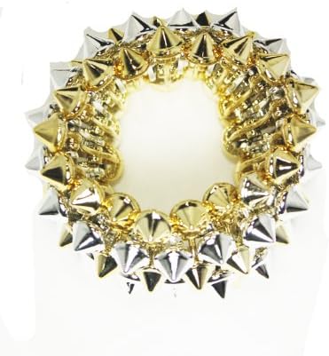 Shiny Gold And Chrome 5 Row Small Spike Bracelet [Apparel]