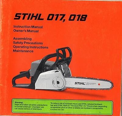 PRINTED 2000 STIHL 017, 018 CHAINSAW INSTRUCTION/OWNER'S MANUAL (097)
