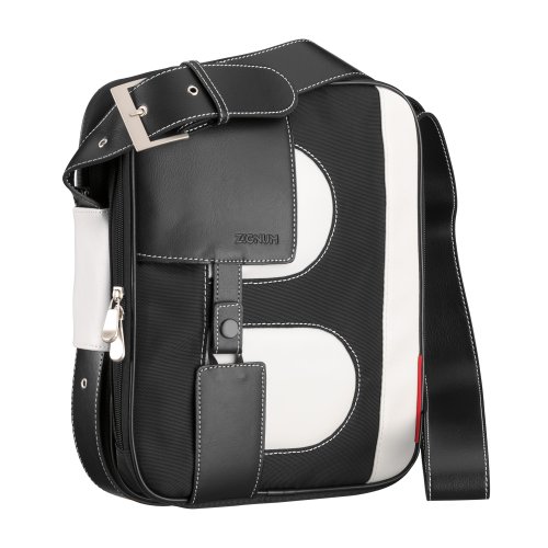 Zignum Notebook Tasche f&uuml;r 22cm (8,9 Zoll), 25,9cm (10,2 Zoll) und 30,4cm (12 Zoll) separate Innentasche f&uuml;r das Notebook schwarz/wei&szlig;