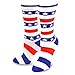 TeeHee Novelty Fashion Americana Crew Socks for Women 4-Pair (Stars and Stripes)