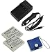 GTMax 2 x KLIC-7005 / KLIC7005 / Pentax D-LI8 / Fuji NP-40 Compact Battery + Travel AC/DC Charger with Car Adapter + Memory Card Case for Kodak EasyShare C763; Pentax Optio A10, A20, A30, A40, P70; Fuji FinePix Z1, Z2, Z3, Z5, J50 Digital Camera