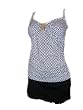 Anne Cole Tankini Swimsuit Skirtini Swim Skirt Set Black/White 8-18
