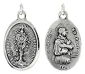 Sterling Silver Blessed Sacrament and St. Charles Borromeo Medal 15/16" X 5/8" (24 mm X 16 mm).
