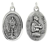 Sterling Silver Blessed Sacrament and St. Charles Borromeo Medal 15/16" X 5/8" (24 mm X 16 mm).