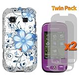 Fincibo (TM) Blue Flower Butterfly 2D White Hard Protector Cover Case + 2X  ....