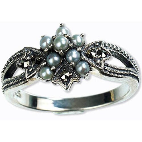 Star Gaze Silver Natural Seed Pearl Ring - Dahlia Vintage Collection