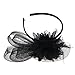 Coolr Women's Fascinators Hat Small Hairpin Feather Mesh Flower Hairclip (Black)