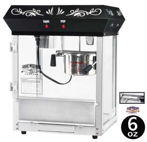 Great Northern Popcorn Black 6 oz. Ounce Foundation Old-Fashioned Movie Theater Style Popcorn Popper Great Northern Popcorn Black 6 oz. Ounce Foundation Old-Fashioned Movie Theater Style Popcorn Popper