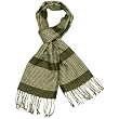 Men's Cashmere Feel Acrylic Houndstooth and Stripes Tassels Ends Long Scarf - Various Colors