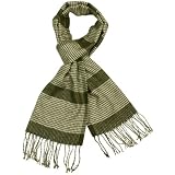 Classy Cashmere Feel Viscose Houndstooth and Stripes Tassels Ends Long Scarf - Various Colors