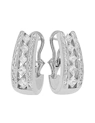 Diamond Earrings - Five Star Diagonal Diamond Earrings in 18k White Gold
