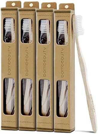 Natural Bamboo Toothbrush By Bambeauty (4 Pack) White, BPA-Free Soft Nylon Bristles. Biodegradable Packaging &amp; Tooth Brush Handle. Premium Wood Toothbrushes. Keep Unnecessary Plastics &amp; Rubbers Out Of Your Mouth &amp; Away From Your Teeth.