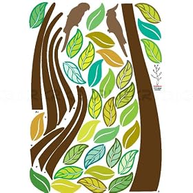 Nursery Easy Apply Wall Sticker Decorations - Mod Simple Tree Birds