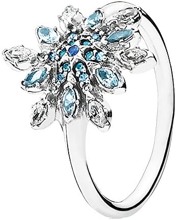 PANDORA Ring Crystalized Snowflake, Blue Crystals - Size 6 - SMALL