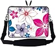 Meffort Inc&reg; 15 15.6 inch Laptop Sleeve Bag Carrying Case with Hidden Handle & Adjustable Shoulder Strap for 14" - 15.6" Notebook PC - Flower Leaves Design