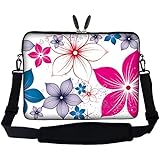 Meffort Inc&reg; 15 15.6 inch Laptop Sleeve Bag Carrying Case with Hidden Handle & Adjustable Shoulder Strap for 14" - 15.6" Notebook PC - Flower Leaves Design