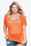 Torrid Plus Size Orange Chiffon Back Short Sleeve Sweater
