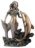 Mermaid With Dolphin Figurine Decoration Statue Decor Collectible