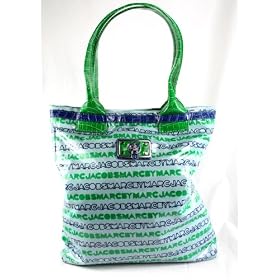 Marc by Marc Jacobs D1 Laminated Logo Toteally Sho,Electric Green,one size