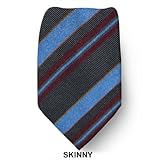 IMAGE OF SK-S-6013 - Gray - Blue - Fushia - Silk Woven Skinny Necktie