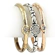 Tri Tone Stackable Three Piece Elastic Fashion Bracelet