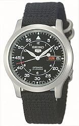 Seiko Men's SNK809 Seiko 5 Automatic Black Canvas Strap Watch
