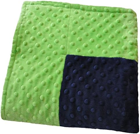 Cozy Wozy Signature Minky Baby Blanket, Navy Blue/Lime Green, 30" x 36"