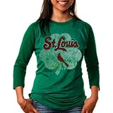 MLB Majestic Threads St. Louis Cardinals Ladies St. Patrick's Day Raglan Premium T-Shirt - Green (Small)