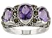 1.80CTW AMETHYST AND MARCASITE STERLING SILVER RING