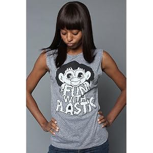 Buy Dimepiece Designs The Fun With Plastic Muscle Tank in Gray,Tops (Sleeveless) for Women by Dimepiece Designs