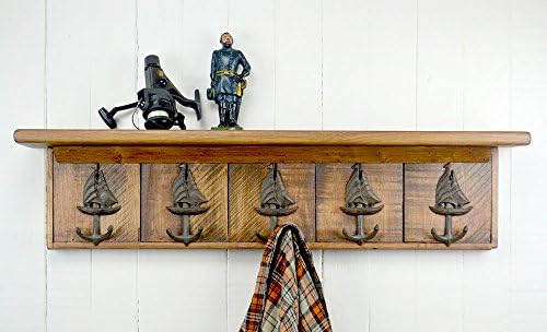 Alpine Craft Works Wooden Coat Rack / Wall Mount (CR02-36-BRN-SAIL)