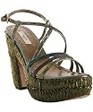 Prada military green metallic leather platform sandals
