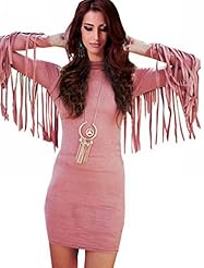 Above the Knee Cotton Long Sleeves High-Neck Turtleneck Party Dress/Mini Dress 