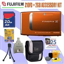 Fuji Finepix Z10fd 7.2MP Digital Camera (Sunset Orange) with 2GB Accessory Kit. Includes 2 Gigabyte Secure Digital Memory Card, High Speed USB Card Reader, Well-Padded Camera Carrying Case, Flexible Mini Tripod, Lens Care Cleaning Kit, Package of LCD Screen Protectors, and a BONUS of 25 Free Quality Prints.