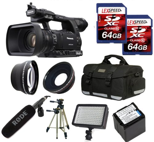 Panasonic AG-AC160APJ AC160 HD Camcorder + Rode NTG1 Mic + Panasonic Battery + Two 64GB (10) Cards + 0.45X Wide Angle Lens + 2x Telephoto Lens + Case + Tripod + Led Light + Travel charger + UV + CPL Filter Panasonic AG-AC160APJ AC160 HD Camcorder + Rode NTG1 Mic + Panasonic Battery + Two 64GB (10) Cards + 0.45X Wide Angle Lens + 2x Telephoto Lens + Case + Tripod + Led Light + Travel charger + UV + CPL Filter