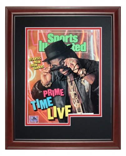 Deion Sanders Autographed Atlanta Falcons (11/13/89) Deluxe Framed Sports Illustrated Magazine
