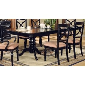 7pc Laurel Hill Black Rectangular Pedestal Dining Table w  6 Chairs by Coaster