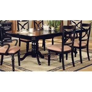 7pc Laurel Hill Black Rectangular Pedestal Dining Table w  6 Chairs by Coaster