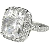 Bling by Wilkening Sterling Silver Clear Radiant-Cut Ring with Eternity Band