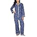 Gilligan & O'Malley® Womens Flannel Coat PJ Set - Blue Scroll XXL