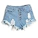 Runtlly Mid Waist Ripped Denim Shorts