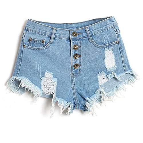 Runtlly Mid Waist Ripped Denim Shorts