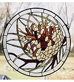 MY-30448 - Meyda Tiffany 17in W x 17in H Round Pinecone Window