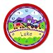 Olive Kids Trains Planes and Trucks TRAIN Personalized Red Clock