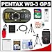 Pentax WG-3 Shock & Waterproof GPS Digital Camera (Green) with 16GB Card + Battery + Case + Tripods + Float Strap + HDMI Cable + Accessory Kit