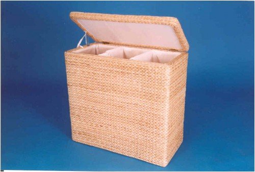 Locker Wäschesortierer 3 Eint. Binse Textil
