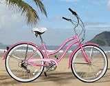 New Micargi 26" 7 Speed Ladies Bike Beach Cruiser Bicycle Tahiti Pink