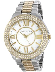 Anne Klein Womens AK/1431MPTT Swarovski Crystal Accented Two-Tone Bracelet Watch
